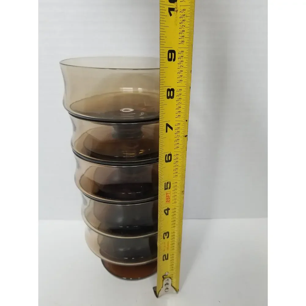 Vintage MCM Mid Century Smoke Brown Short Sherbet Dish Cup Dessert Stackable 8oz